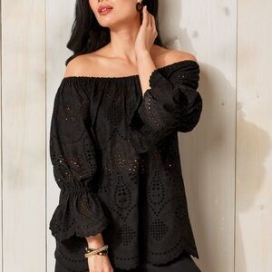 Northern Reflections black Eyelet top, NWOTS, Sz XS